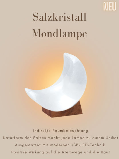 Salzkristall Mondlampe