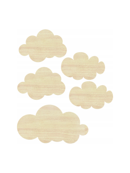 Holzdekoration „Wolken“ – 5er Set