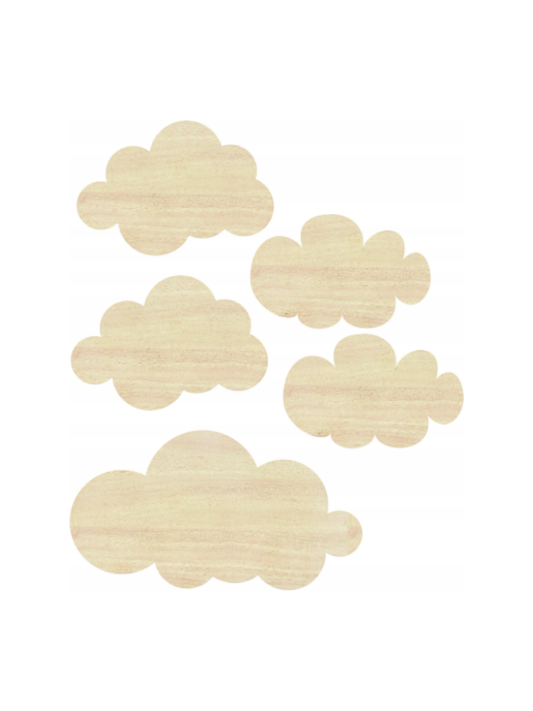 Holzdekoration „Wolken“ – 5er Set