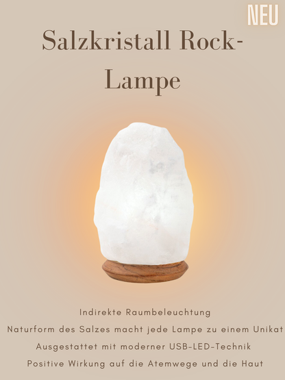 Salzkristall Rocklampe mit Holzsockel